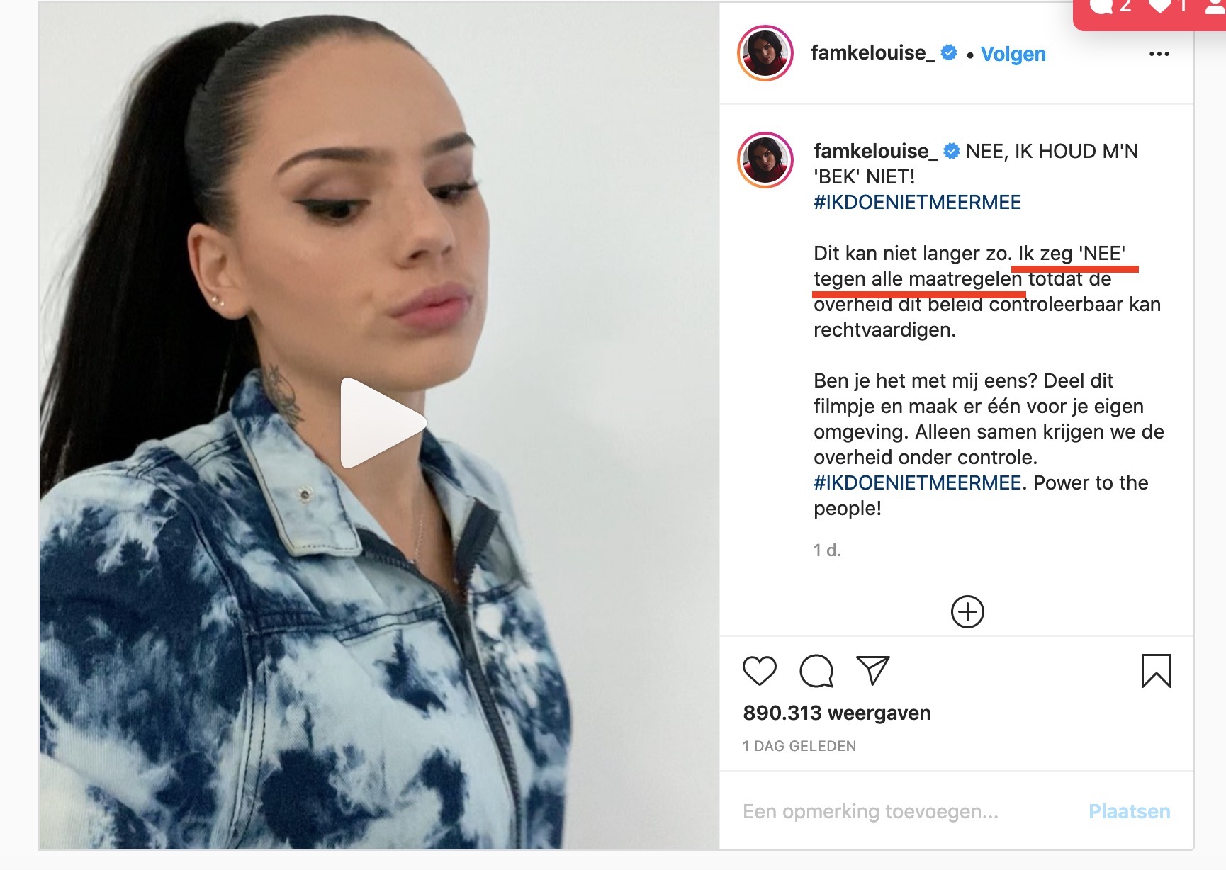 GeenStijl: Famke Louise overtreedt met #ikdoenietmeermee het door haar  ondertekende influencercontract